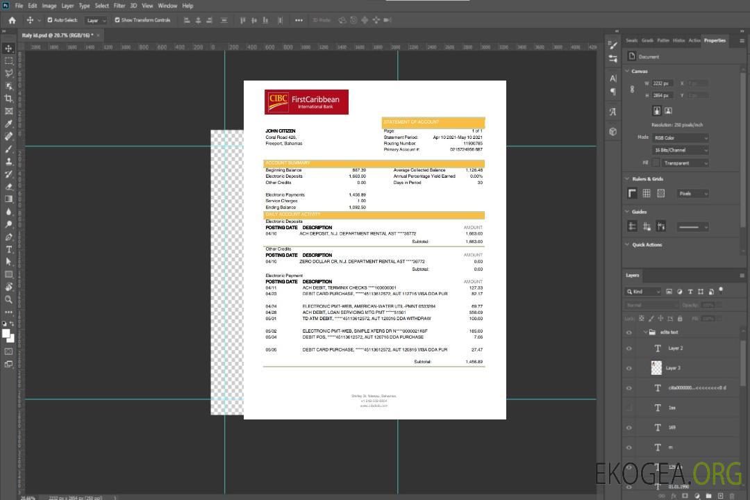 Relevé bancaire de la FirstCaribbean International Bank des Bahamas template Relevé bancaire de la FirstCaribbean International Bank des Bahamas template